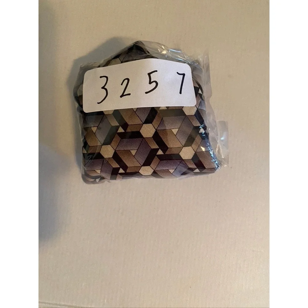 Carlo Palazzi Couture Silk Tie Brown Grey Geometric 3D Cube Pattern Mens USA